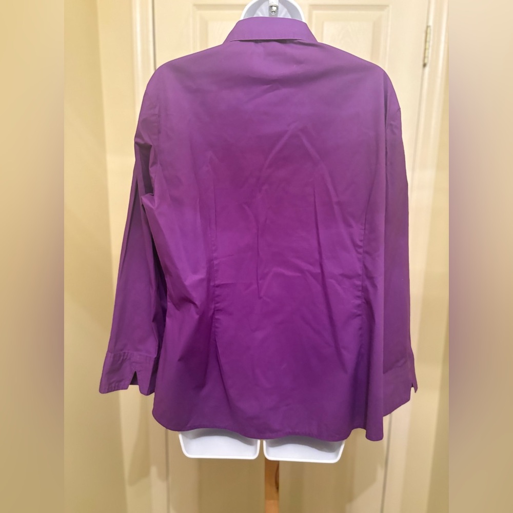 NWOT RIDERS BY LEE Women Violet Button-Down Stretch Shirt, 3/4 sleeves, XL - Picture 2 of 6